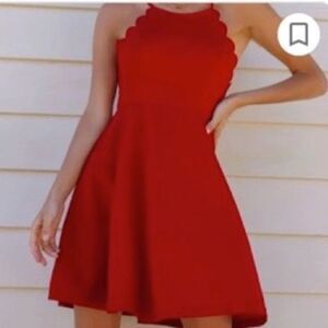 Just Fab Fit And Flare Red Scalloped Trim Dress Size XXL